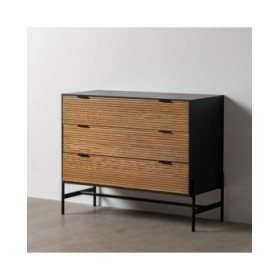 Cassettiera ORLEANS Nero Naturale Ferro Legno MDF 104 x 40 x 81,5 cm