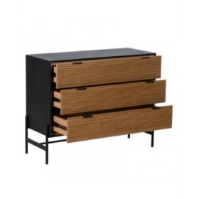 Cassettiera ORLEANS Nero Naturale Ferro Legno MDF 104 x 40 x 81,5 cm