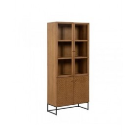 Stand Espositore MARIGNI Nero Naturale Cristallo Ferro Legno MDF 84,5 x 42,5 x 198 cm