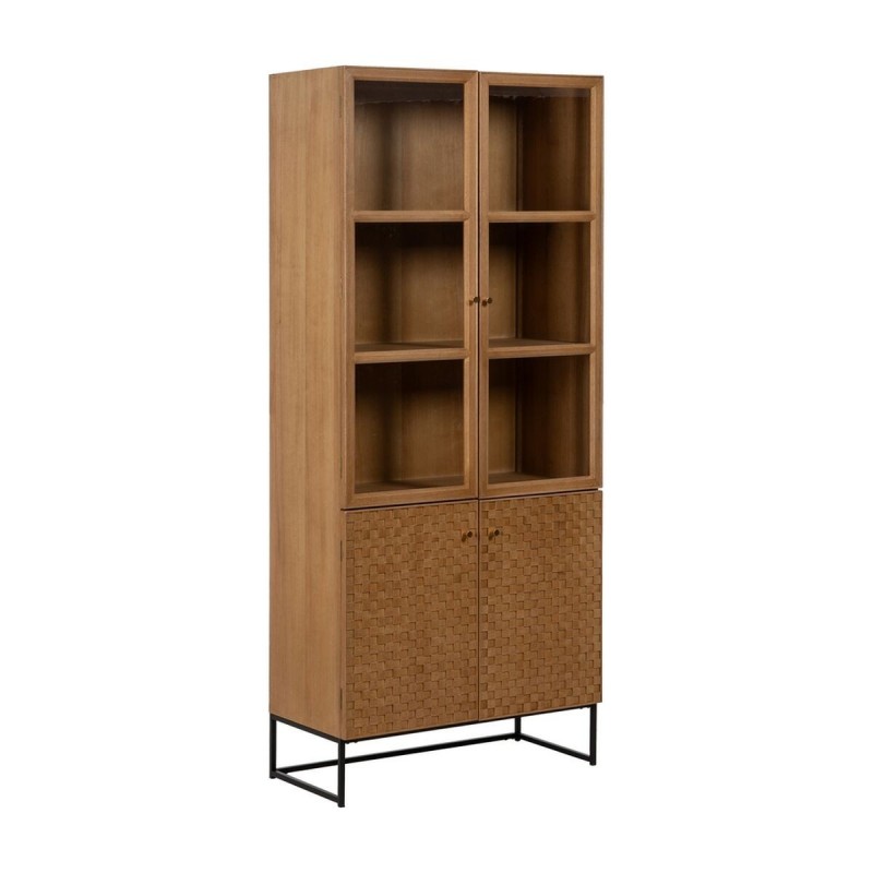Stand Espositore MARIGNI Nero Naturale Cristallo Ferro Legno MDF 84,5 x 42,5 x 198 cm