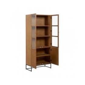 Stand Espositore MARIGNI Nero Naturale Cristallo Ferro Legno MDF 84,5 x 42,5 x 198 cm