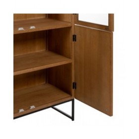 Stand Espositore MARIGNI Nero Naturale Cristallo Ferro Legno MDF 84,5 x 42,5 x 198 cm