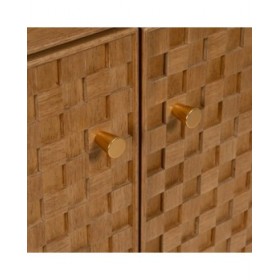 Stand Espositore MARIGNI Nero Naturale Cristallo Ferro Legno MDF 84,5 x 42,5 x 198 cm