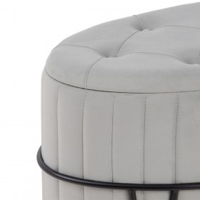 Puff 80 x 80 x 46 cm Tessuto Sintetico Grigio Metallo