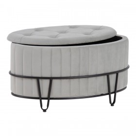 Puff 80 x 80 x 46 cm Tessuto Sintetico Grigio Metallo