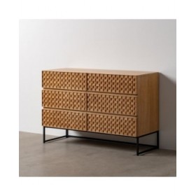 Cassettiera MARIGNI Nero Naturale Ferro Legno MDF 118 x 42 x 77 cm