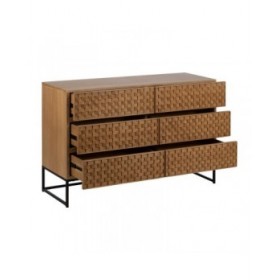 Cassettiera MARIGNI Nero Naturale Ferro Legno MDF 118 x 42 x 77 cm