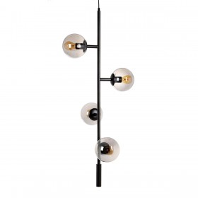 Lampadario 40 x 40 x 234 cm Cristallo Nero Metallo Ø 15 cm Moderno