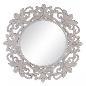 Specchio da parete 122,7 x 4,8 x 122,7 cm Cristallo Bianco Poliuretano