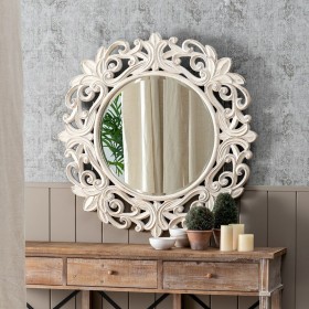 Specchio da parete 122,7 x 4,8 x 122,7 cm Cristallo Bianco Poliuretano