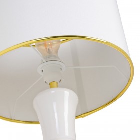 Lampada da tavolo Bianco Dorato Lino Ceramica 60 W 220 V 240 V 220-240 V 34 x 34 x 51 cm