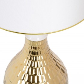 Lampada da tavolo Bianco Dorato Lino Ceramica 60 W 220 V 240 V 220-240 V 34 x 34 x 51 cm