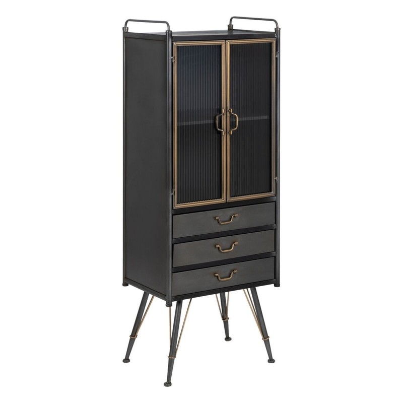 Stand Espositore BRICK Nero Dorato Cristallo Ferro 58 x 40 x 150 cm