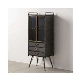 Stand Espositore BRICK Nero Dorato Cristallo Ferro 58 x 40 x 150 cm
