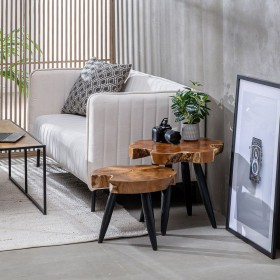 Tavolo aggiuntivo Naturale Nero teak 50 x 50 x 40 cm