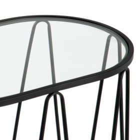 Tavolo aggiuntivo 56 x 35,5 x 56 cm Cristallo Nero Metallo (2 Unità)