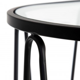 Tavolo aggiuntivo 56 x 35,5 x 56 cm Cristallo Nero Metallo (2 Unità)