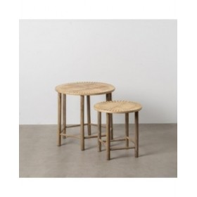 Tavolo aggiuntivo Naturale Bambù 50 x 50 x 48 cm 38,5 x 38,5 x 40 cm 2 Pezzi (2 Unità)