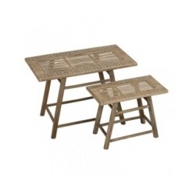 Tavolo aggiuntivo Naturale Bambù 60 x 32 x 41 cm 42 x 21,5 x 32 cm 2 Pezzi (2 Unità)
