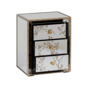 Comodino CHLOE Dorato Specchio Cristallo Legno MDF 49 x 40 x 60 cm