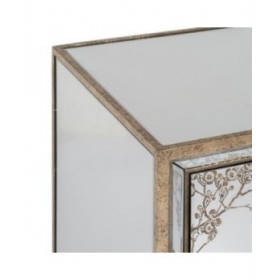 Comodino CHLOE Dorato Specchio Cristallo Legno MDF 49 x 40 x 60 cm