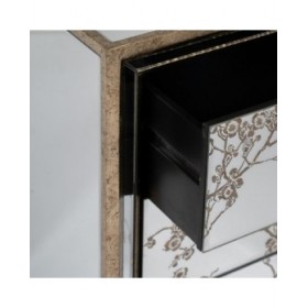 Comodino CHLOE Dorato Specchio Cristallo Legno MDF 49 x 40 x 60 cm