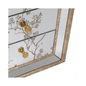 Comodino CHLOE Dorato Specchio Cristallo Legno MDF 49 x 40 x 60 cm