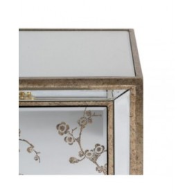 Comodino CHLOE Dorato Specchio Cristallo Legno MDF 49 x 40 x 60 cm