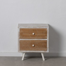 Comodino COUNTRY Naturale Bianco Legno di abete 50 x 35 x 55 cm Legno MDF
