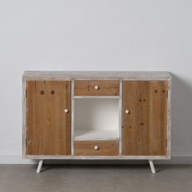 Credenza COUNTRY Naturale Bianco Legno di abete 120 x 35 x 80 cm Legno MDF