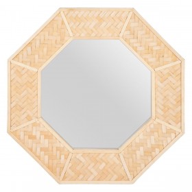 Specchio da parete 81 x 6,5 x 81 cm Naturale Bambù