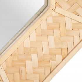 Specchio da parete 81 x 6,5 x 81 cm Naturale Bambù