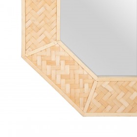 Specchio da parete 81 x 6,5 x 81 cm Naturale Bambù