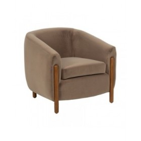 Poltrona Naturale Taupé Legno d'albero della gomma Foam Tessuto 87 x 80 x 81 cm