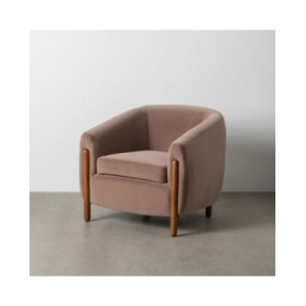 Poltrona Naturale Taupé Legno d'albero della gomma Foam Tessuto 87 x 80 x 81 cm
