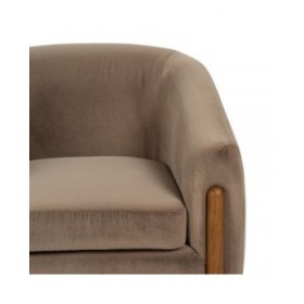 Poltrona Naturale Taupé Legno d'albero della gomma Foam Tessuto 87 x 80 x 81 cm