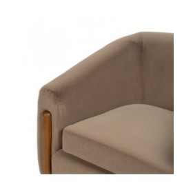 Poltrona Naturale Taupé Legno d'albero della gomma Foam Tessuto 87 x 80 x 81 cm