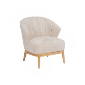 Poltrona Crema Naturale Legno d'albero della gomma Foam Tessuto 71 x 75 x 76 cm