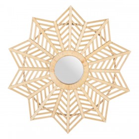 Specchio da parete 65 x 2,5 x 65 cm Naturale Bambù