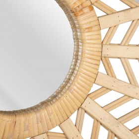 Specchio da parete 65 x 2,5 x 65 cm Naturale Bambù