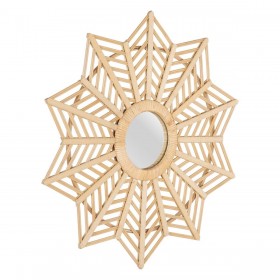 Specchio da parete 65 x 2,5 x 65 cm Naturale Bambù