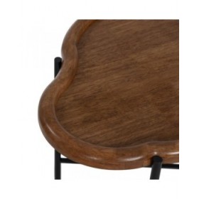 Tavolino da Caffè Nero Naturale Cristallo Ferro Legno d'albero della gomma 89 x 50 x 40 cm (2 Unità)
