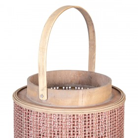 Lanterna 26 x 26 x 34,5 cm Portacandele Marrone Fibra naturale