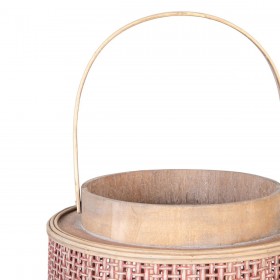 Lanterna 26 x 26 x 34,5 cm Portacandele Marrone Fibra naturale