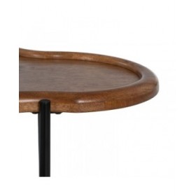 Tavolino da Caffè Nero Naturale Cristallo Ferro Legno d'albero della gomma 89 x 50 x 40 cm (2 Unità)