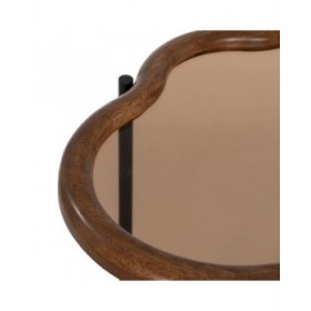 Tavolino da Caffè Nero Naturale Cristallo Ferro Legno d'albero della gomma 89 x 50 x 40 cm (2 Unità)