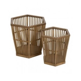 Set di vasi da fiori Naturale Bambù 39 x 34,5 x 35 cm (2 Unità)