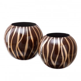 Vaso 24,5 x 24,5 x 20 cm Zebra Ceramica Dorato Marrone