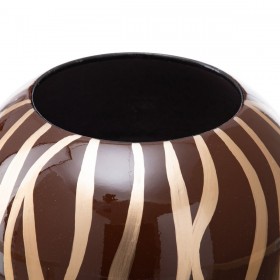 Vaso 24,5 x 24,5 x 20 cm Zebra Ceramica Dorato Marrone
