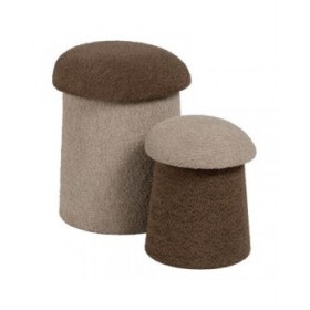 Puff Marrone Beige Legno MDF 40 x 40 x 48 cm (2 Unità)